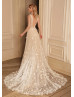 V Neck Beaded 3D Lace Tulle Fairy Wedding Dress